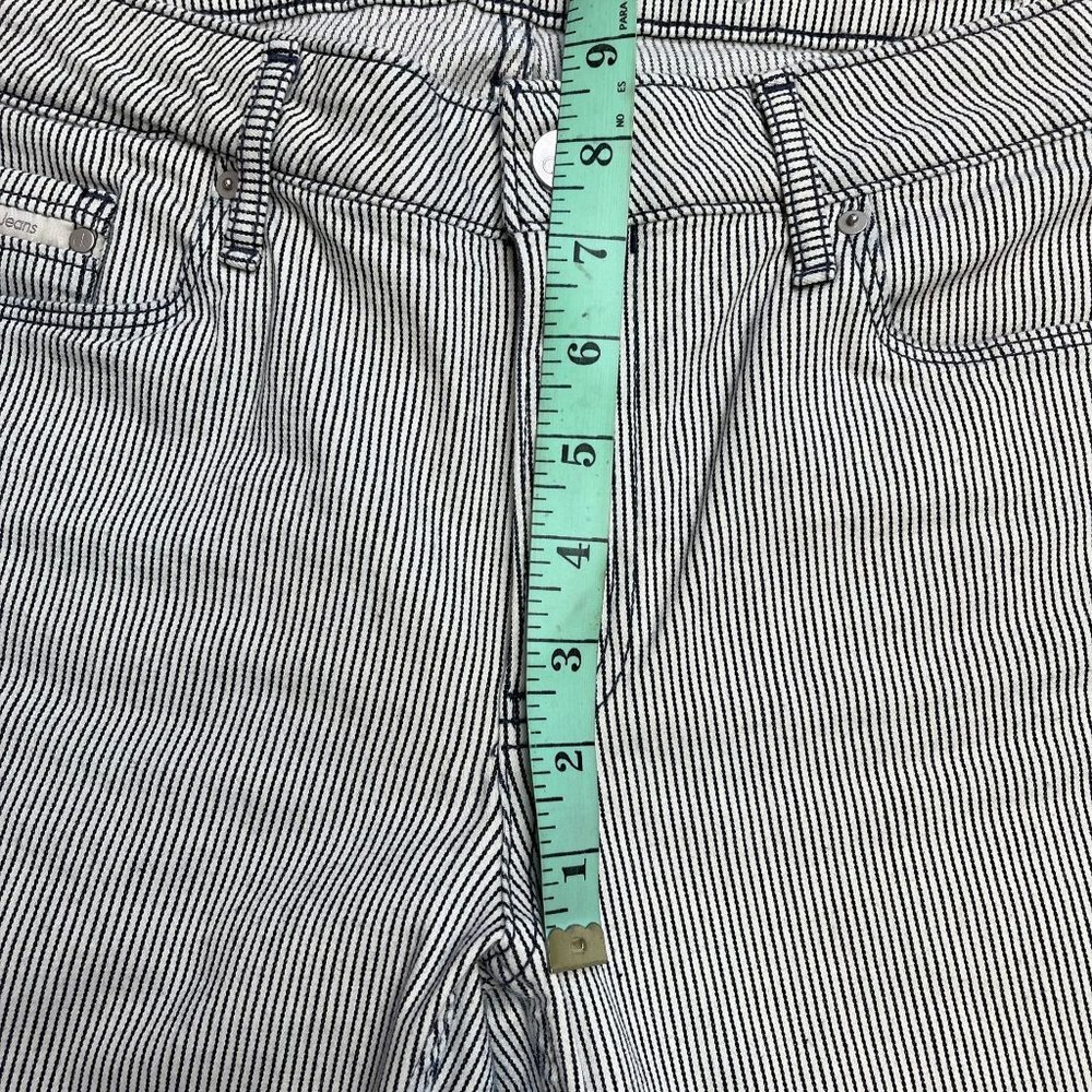 Calvin Klein Jeans Women Striped Black White Pants Skinny Ankle 5 Pockets Sz 31 - Picture 6 of 14